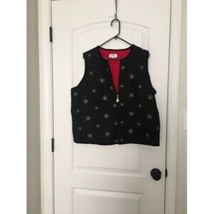 Talbots Women's Snowflake Holiday Theme Full Zip Vest Jacket Size Unknown
